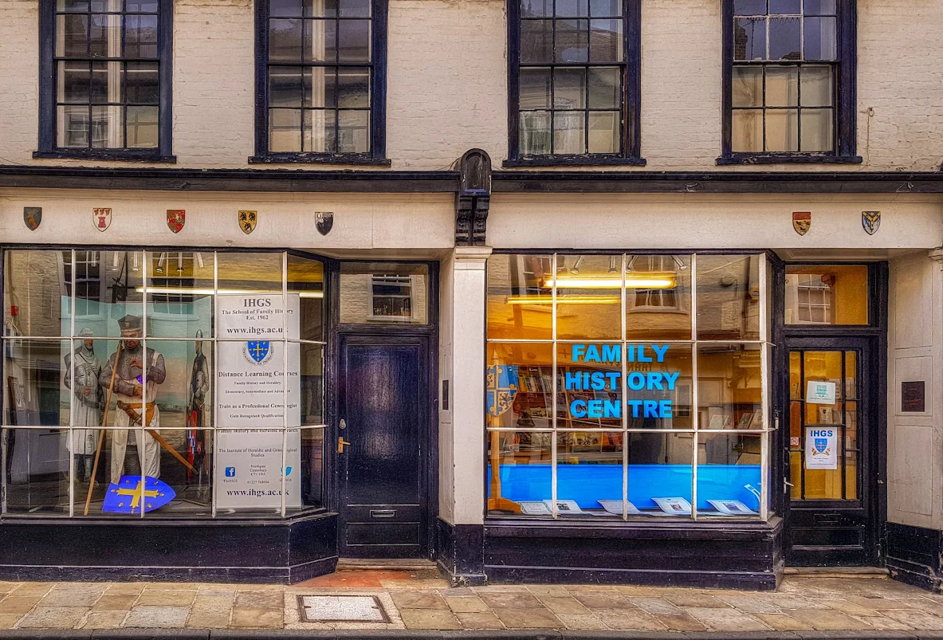 Exterior view of the IHGS site and Family History Centre in Canterbury, Kent, UK.