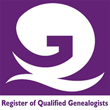 Register of Qualified Genealogists logo.