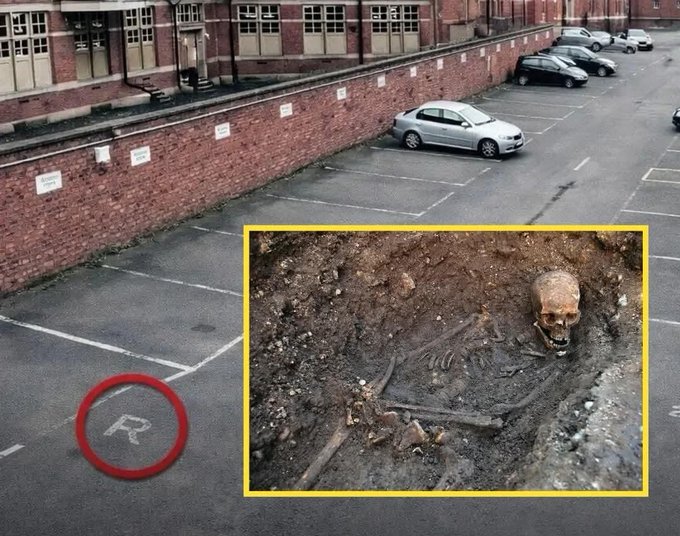 Leicester car park with the letter R marked near the site where Richard III's remains were found