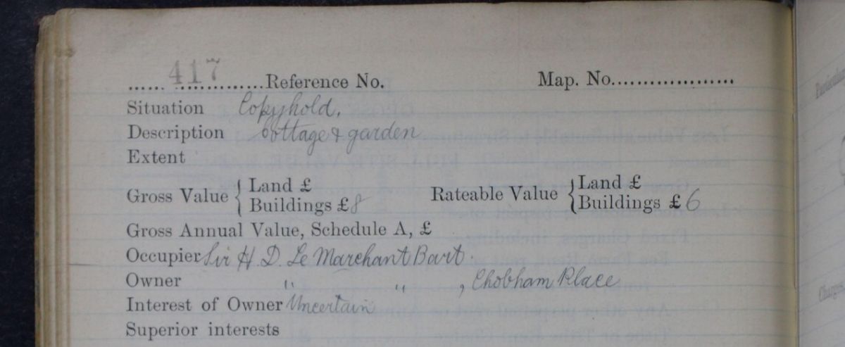Identifying copyhold land in manorial records.
