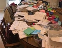 Organized house history research notes and documents.